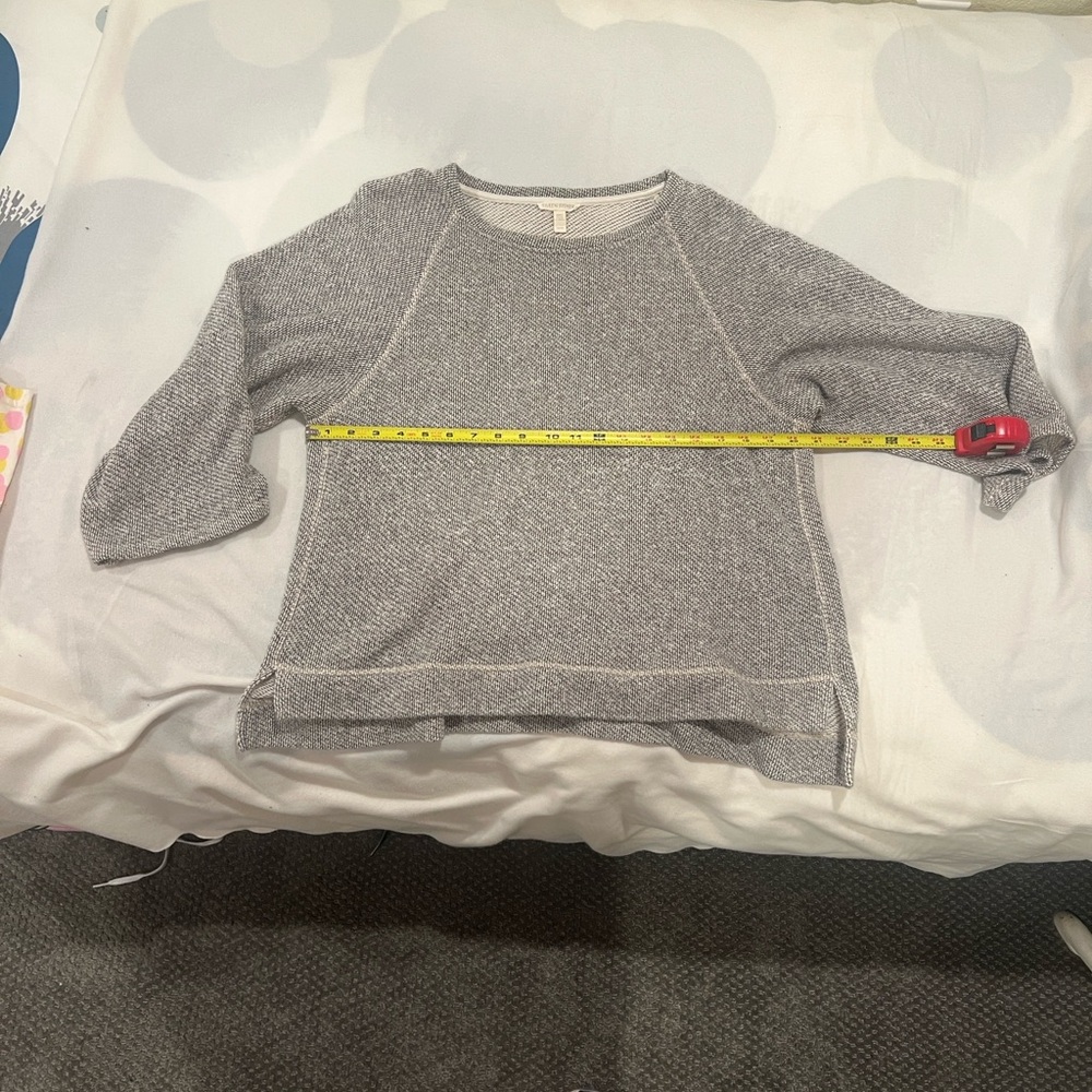 Eileen Fisher Heather Gray Organic Cotton Women's Sweater 3/4 Sleeves Medium